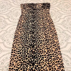 Vintage animal print strapless cocktail dress